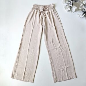 AMIANI Resort Wide Leg Blush Pants High Rise Drawstring Gold Hardware Elastic